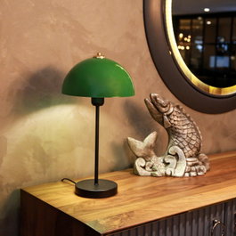 Opviq Lámpara de Mesa AYD-2944 Verde y Madera